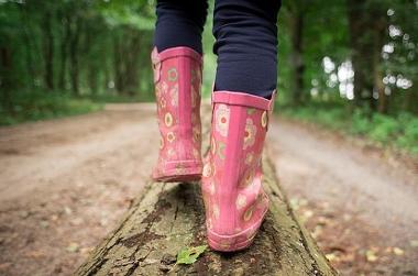 Girl in wellies close up