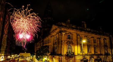 Fireworks following torchlight procession