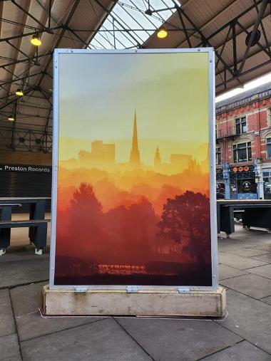 Preston City Skyline at sunrise artwork