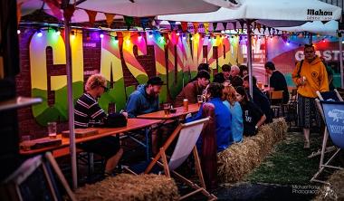 People drinking and socialising at Glastonferret