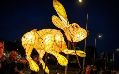 Giant illuminated rabbit in the Torchlight Procession