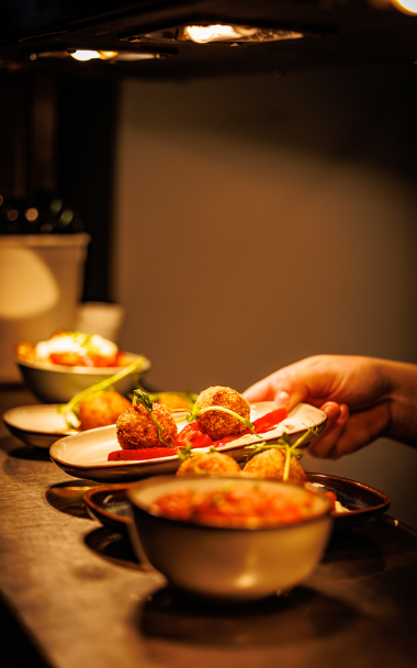 Close up of meals being served