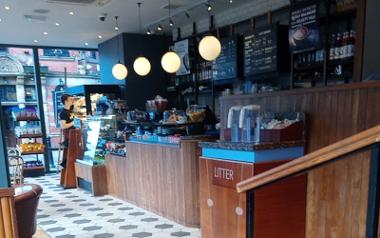 A view of the serving counter and menus inside Caffé Nero Friargate