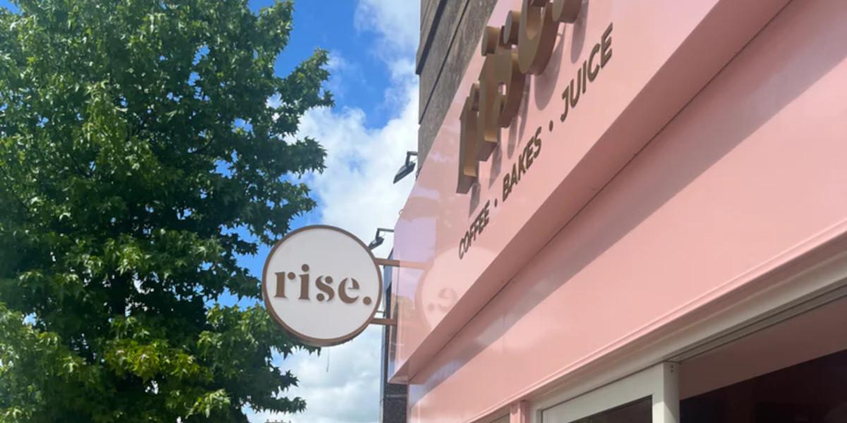 Outside sign for Rise Coffee House on Fishergate