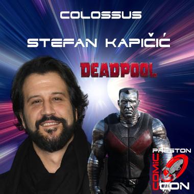 A promotional image for Preston Comic Con 2024 with the actor Stefan Kapičić posing for a photo