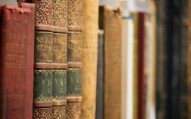 Old books in the Harris' library.