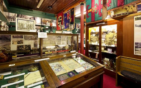 Display cases in the Lancashire Infantry Museum.