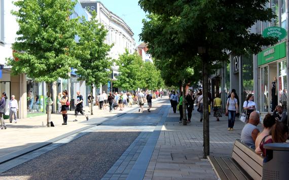 Shoppers along Fishergate high street during the summer.