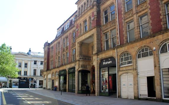 Side view of Miller Arcade exterior on Jacson Street, Preston.