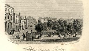 Old drawing of Preston's Winckley Square.