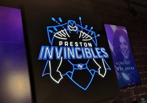 Preston Invincibles sign inside Belong Preston.