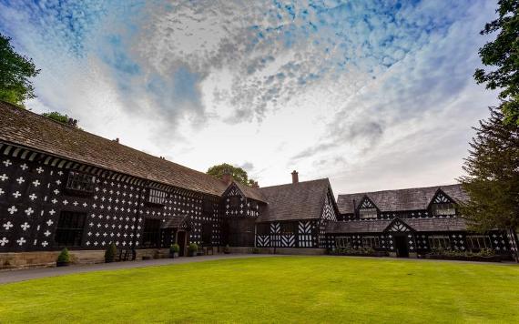 Exterior of Samlesbury Hall.