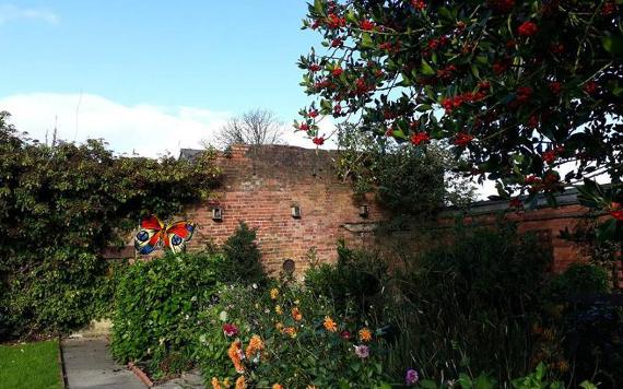 Flower beds in Ashton Park peace garden.