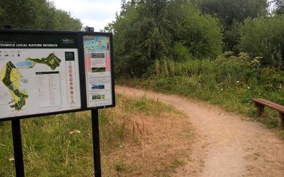 Fishwick Local Nature Reserve signage and pathway into reserve.