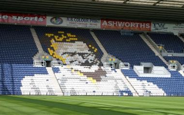 Deepdale Stadium seating with Sir Tom Finney's face.