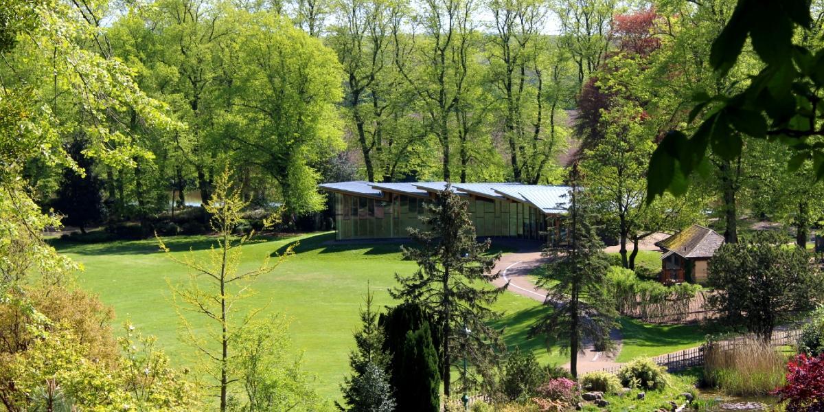 View of Pavilion Cafe from path in Avenham Park.