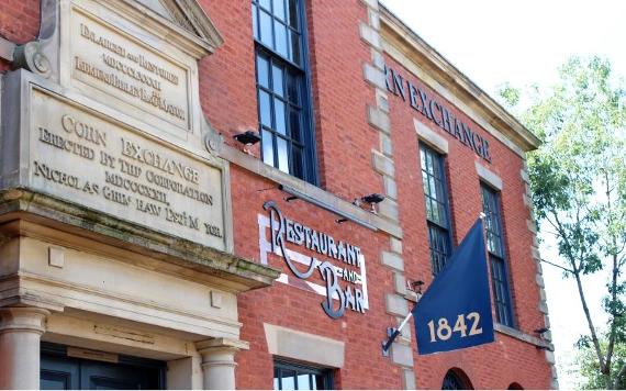 Outside Preston Corn Exchange building and 1842 Restaurant and Bar.