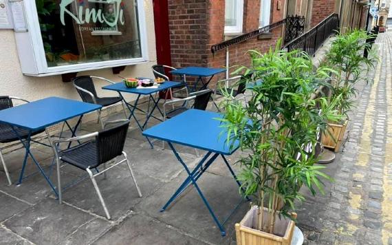 Kimji outdoor seating area on Winckley Street, Preston.