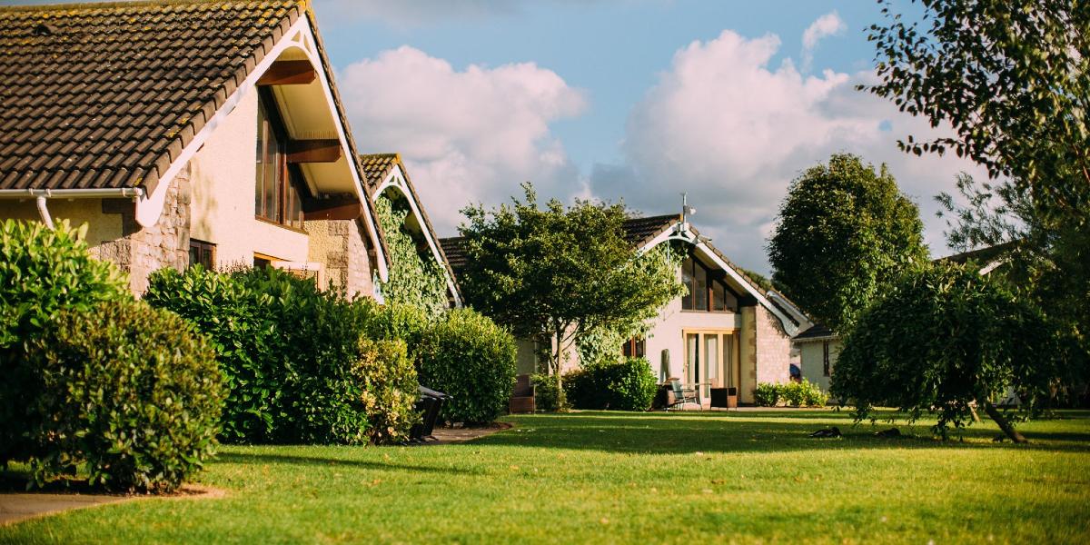 Lawn and holiday cottages in Ribby Hall Village.