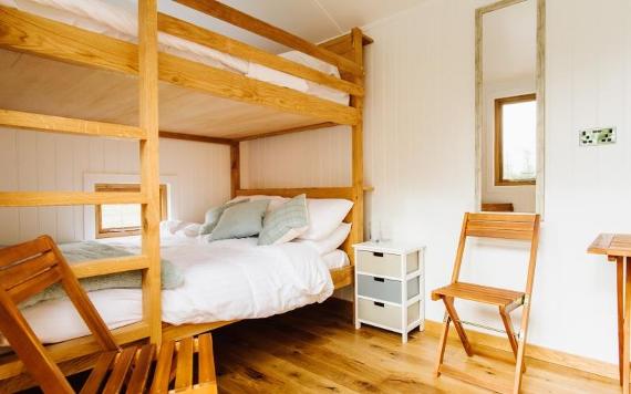 Bunk beds inside Samlesbury Hall shepherd hut.